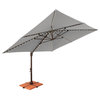 Bali Pro 10' Square Cantilever Umbrella With Lights, Ocean/Sunbrella Fabric