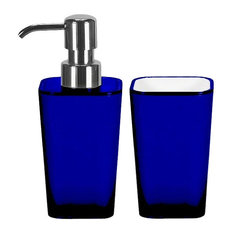 Bathroom Accessories Set 2 Pieces Liquid Soap Dispenser And Tumbler Blue Bathroom Accessories Set 2 Pieces Liquid Soap Dispenser And Tumbler Blue