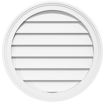 24 x 24 Round Surface Mount PVC Gable Vent, Functional, Brickmould Frame