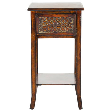 Anesa End Table With Storage Drawer, Dark Brown