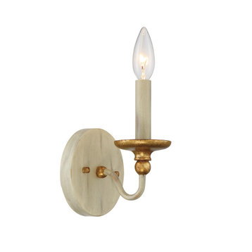 Westchester County 1-Light Wall Sconce in Farm House White with Gilded Gold Leaf