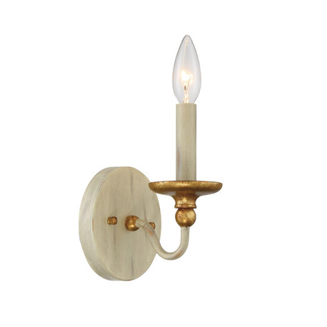 Westchester County 1-Light Wall Sconce in Farm House White with Gilded Gold Leaf