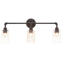 Vintage 3 Light Bath Bar Shown In Dark Granite Finish With 4" Clear Bubble Glass