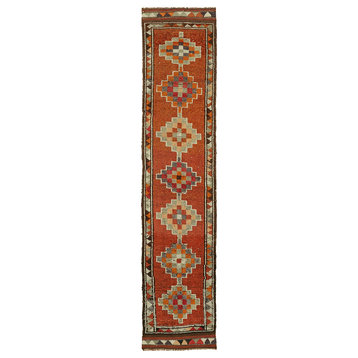 Rug N Carpet - Hand-knotted Anatolian 3' 1'' x 11' 6'' Rustic Runner Rug