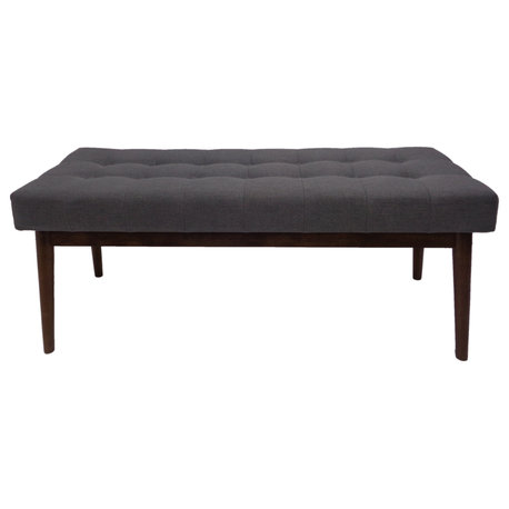 GDF Studio Flora Mid Century Tufted Fabric Ottoman, Gray