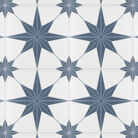 Stella Encaustic Porcelain Floor and Wall Tile, Azul