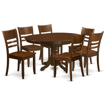 7-Piece Kenley Dining Table With a 18" Leaf and 6 Hard Wood Kitchen Chairs