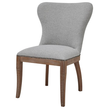 Dorsey Dining Side Chair Drift Wood Legs, Set of 2, Cardiff Gray, Fabric