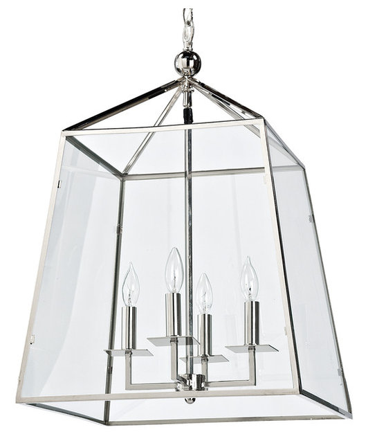 Tesla Loft Modern Tzoid Silver Metal Glass Lantern Tesla Loft Modern Tzoid Silver Metal Glass Lantern Pendant
