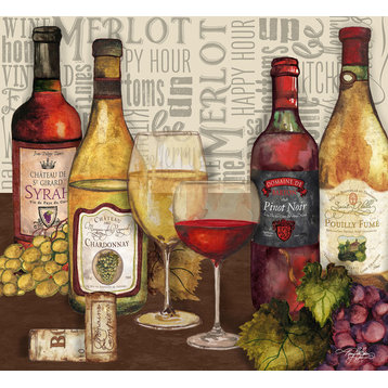 "Wine Still Life with Words I" Canvas Art, 36"x24"