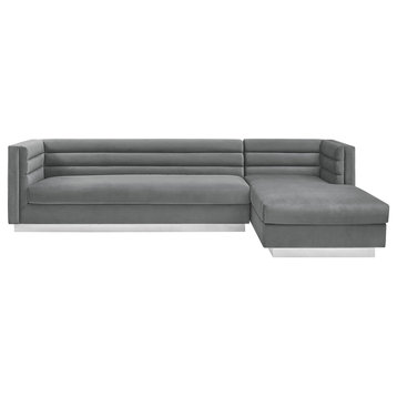 Inspired Home Mathis Sofa, Upholstered, Dark Gray Velvet