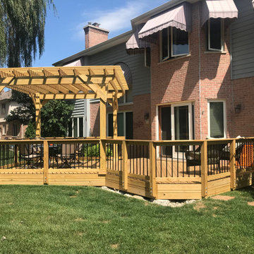 Pressure Treated Pine Deck & Free Standing Pergola in Orland Park, IL
