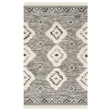Safavieh Kenya 5' x 8' Hand Knotted Wool Rug in Black and Ivory