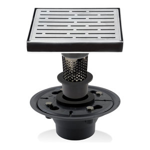 Rolya Chrome Square Style 4/"x4/" Copper Floor Drain with Chrome Tile Insert Grate