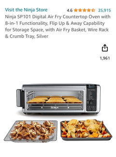 Ninja SP101 Digital Air Fry Countertop Oven with 8-in-1 Functionality, Flip  Up & Away Capability for Storage Space, with Air Fry Basket, Wire Rack 