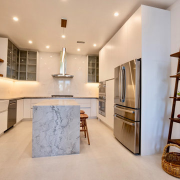 Kitchen Island Seating and Waterfall Edge
