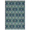 Noble House Merise 90x63" Indoor Fabric Geometric Area Rug in Navy and Green