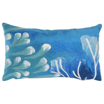 Visions III Reef Indoor/Outdoor Pillow, Blue, 12"x20"