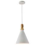 Yosemite Home Decor - 1-Light Pendant - Set the right mood in your home with the Blanc pendants. Sleek and refined in a variety of shapes. These aluminum shades come in a smooth white finish; each features a wooden detail at the top. Contrasting vintage finish on the inside of the shades gives these pendants lamps just the right finish. Requires 100 W light bulb.