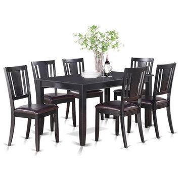 East West Furniture Dudley 7-piece Wood Dining Table and Chair Set in Black