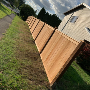 5ft cedar trimmed privacy fence