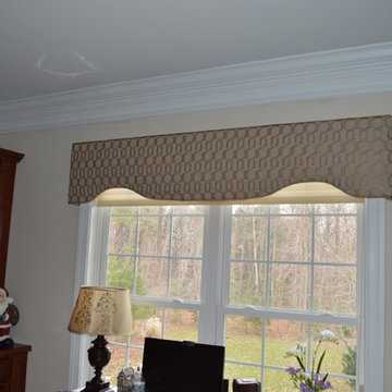 Wide Scallop Cornice Board with Cellular Shade - McFeely Window Fashions