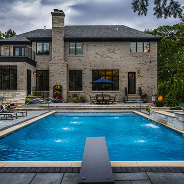 Rectangular Pool with Spa, and Fire and Water Features