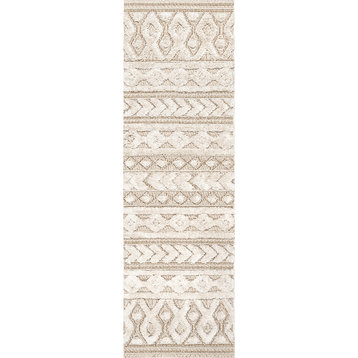 nuLOOM Rebecca High Low Textured Shaggy Area Rug, Beige 2' 8" x 8'