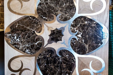 Bespoke oak/steel/marble floor panel by AnticoE