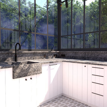 Villa Thérèse: Refurbishment of Historic Villa. CGI of our Kitchen Drawings