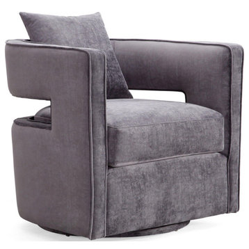 Kennedy  Velvet Swivel Chair, Gray