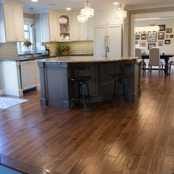 Kitchen, Dining, & Foyer with Handscraped Birch Hardwood