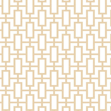 Modern Geometric Wallpaper, Beige and White, 1 Bolt