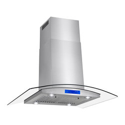 AKDY - AKDY Stainless Steel Island Mount Range Hood With Tempered Glass Touch Panel, 36 - Range Hoods And Vents