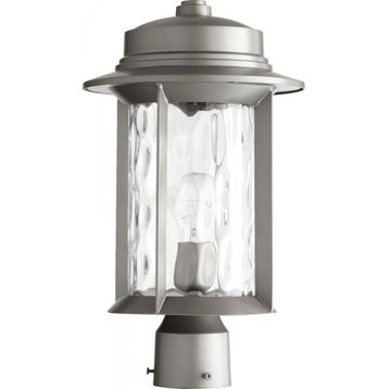 One Light Clear Hammered Glass Graphite Post Light