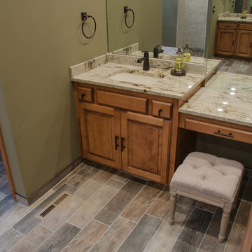 Total Master Bath Remodel Features Vaulted Ceiling, Chrystal Chandelier