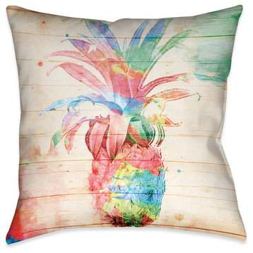 Laural Home Colorful Pineapple Outdoor Decorative Pillow, 18"x18"