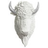 Wall Charmers Mounted Resin Bison/Buffalo Head, White and Glitter Silver Horns