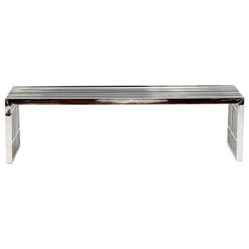 Hawthorne Collections 60" Metal Dining Bench in Silver