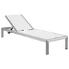 Pemberly Row Modern Aluminum Patio Chaise Lounge Set in Silver/White (Set of 6)