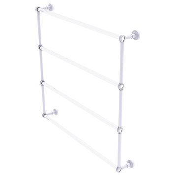 Pacific Beach 4 Tier 36" Ladder Towel Bar with Groovy Accents, Matte White
