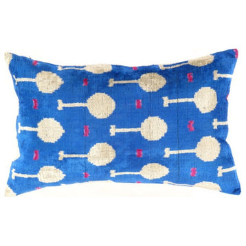 Decorative Throw Velvet Ikat Pillow, 16''x24''