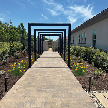 custom arbor and paver walkway