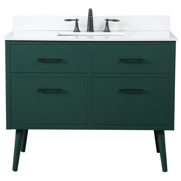 Elegant VF41042MGN-BS 42"Bathroom Vanity, Green With Backsplash