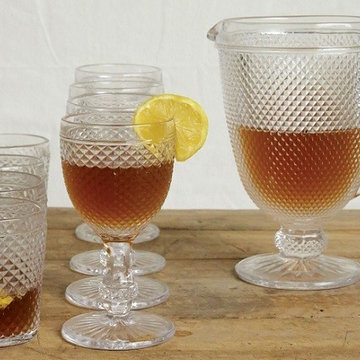 Pressed Glass Pitcher And Glasses