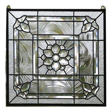 20" x 20" All Clear Stained Glass Beveled Window Panel