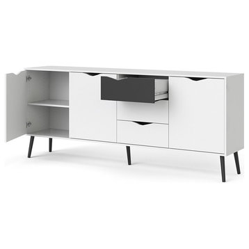 Tvilum Diana 77" Sideboard in White and Black