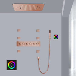 Thermostatic Recessed Ceiling Mount Led Rainfall Shower System, Touch Panel - Showerheads And Body Sprays