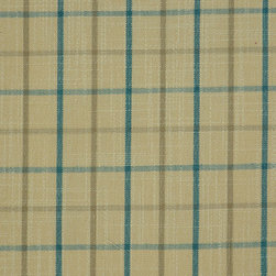 Paroo Cotton Blend Small Plaid Curtains & Drapes Upholstery Fabric in Celadon Bl - Upholstery Fabric