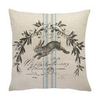French Bunny Linen Throw Pillow
